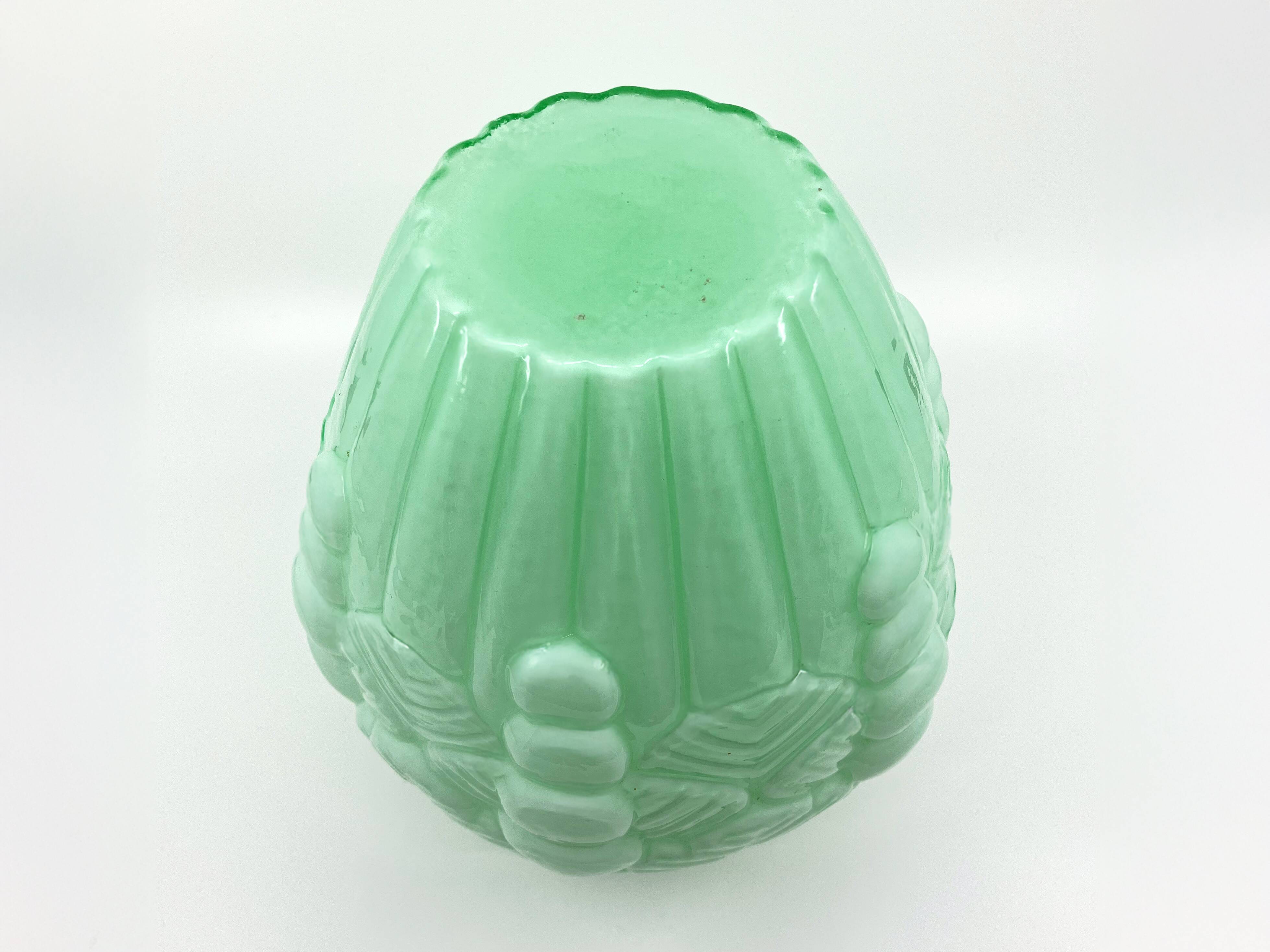 2 Art Deco vases in green opaline • Circa 1920/30