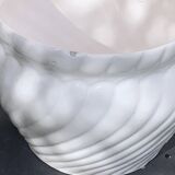 Large slip cover in white enameled ceramic, with vintage fruit decoration