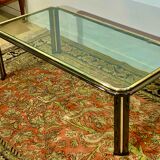 Glass coffee table, chromed steel, Design Italy 1960