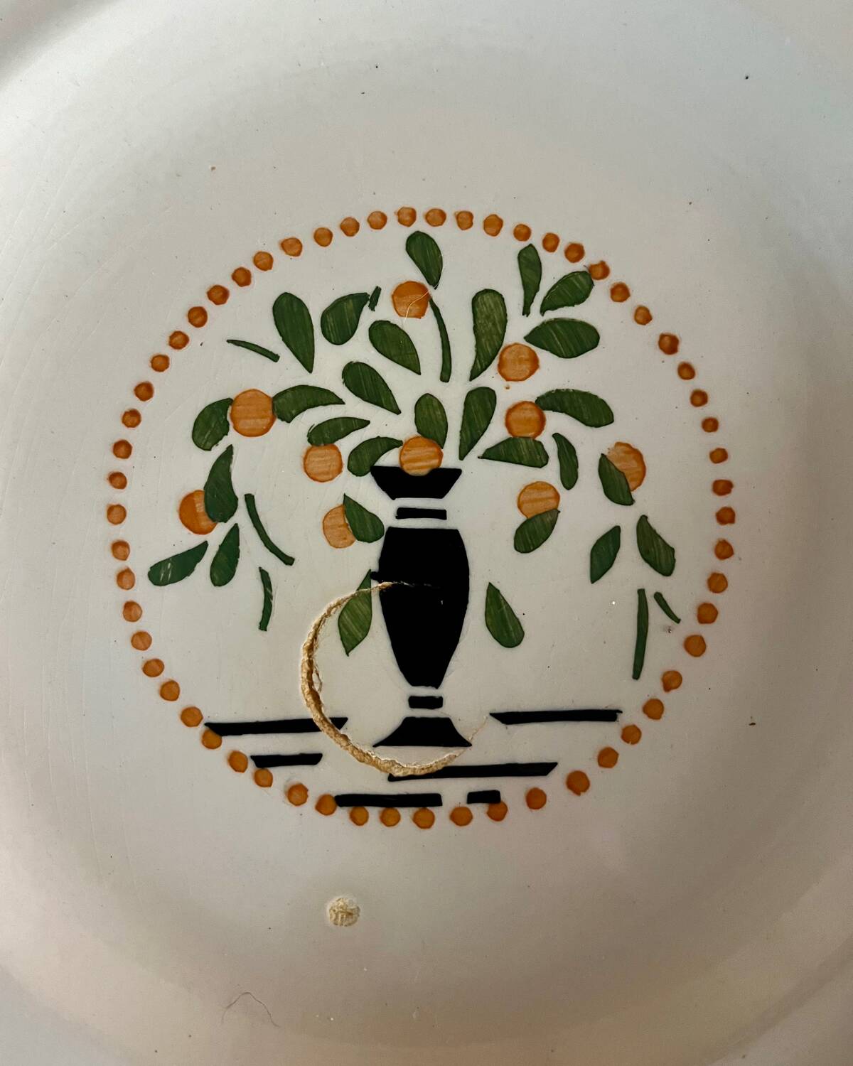 Large round iron earth dish Longwy Brest