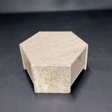 Hexagonal travertine side table by Claude Berraldacci. 1990s. France.