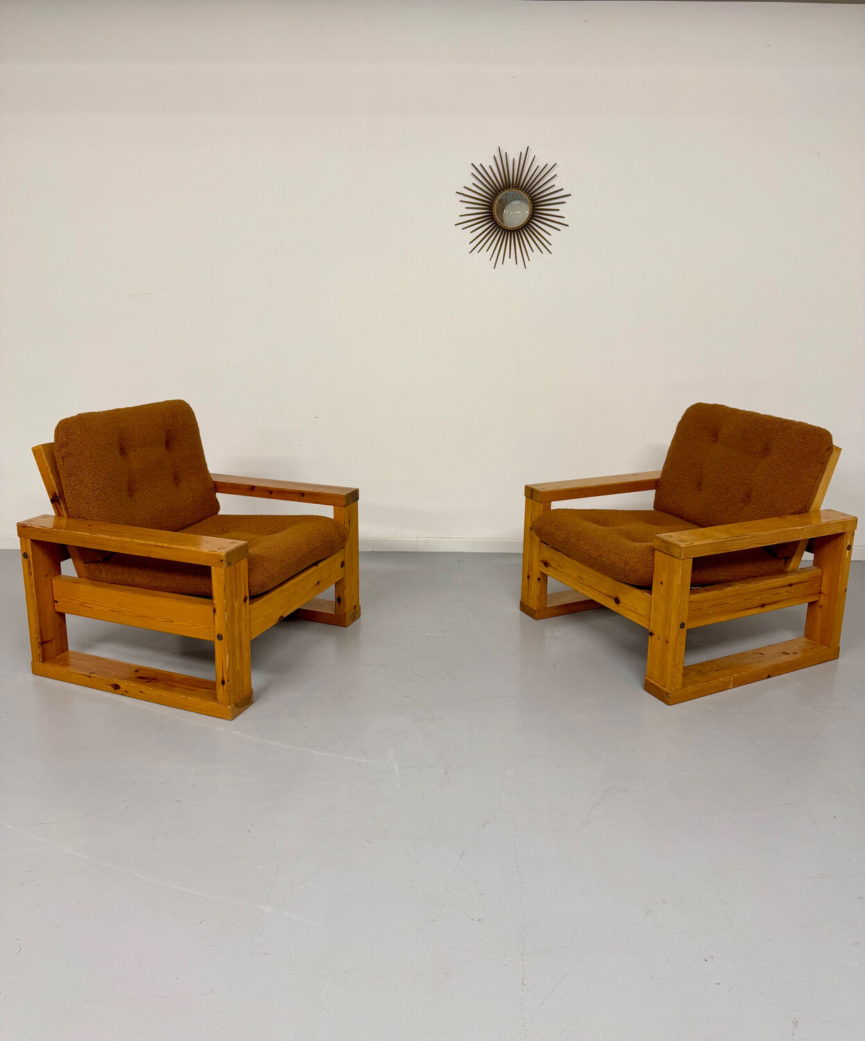 Set of 2 Swedish design pine armchairs by Roland Wilhelmsson, 1970s