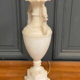 Mid-20th century alabaster lamp on shower stand