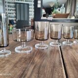 Set of 10 vintage Luminarc liqueur wine glasses, smoked Sweden model