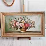 Oil on canvas bouquet of roses signed