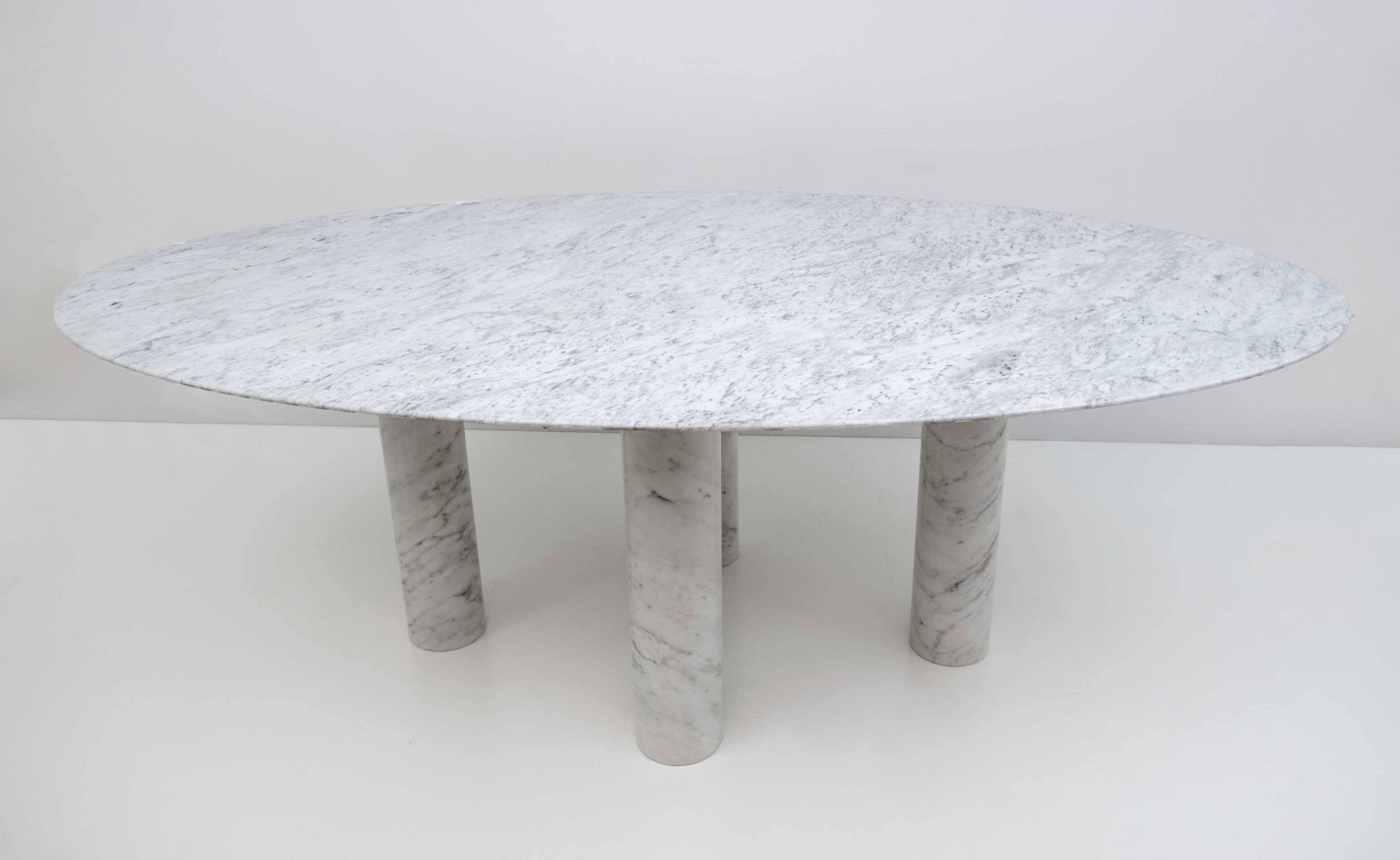 Mario Bellini Italian Carrara Marble Oval Dining Table for Cassina, 70s