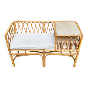 Banquette en rotin et - coton