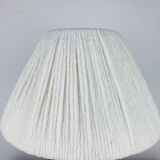 Purple ceramic ball lamp with wool shade, vintage.