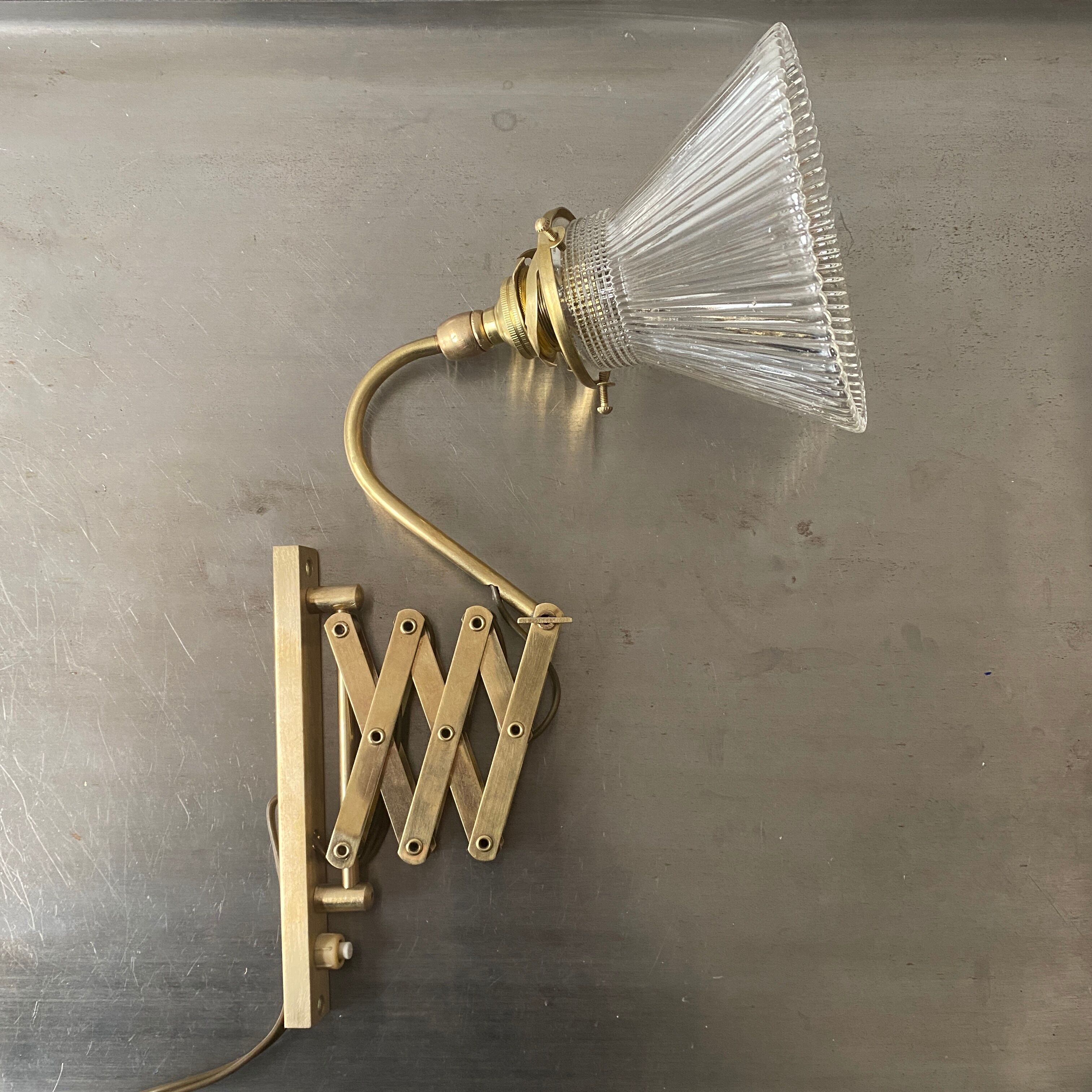 Old vintage brass accordion lamp