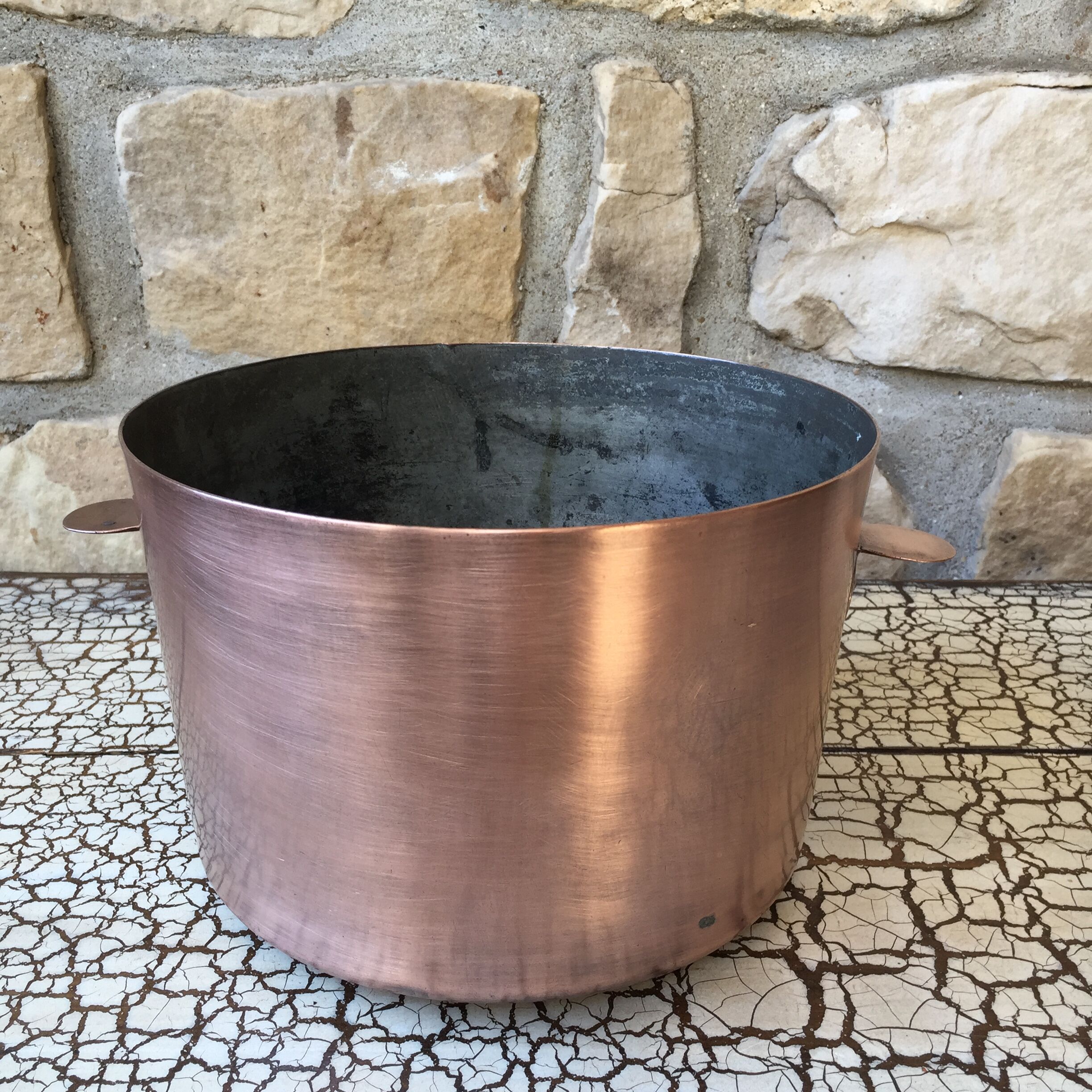 Ancient pink copper pot cover