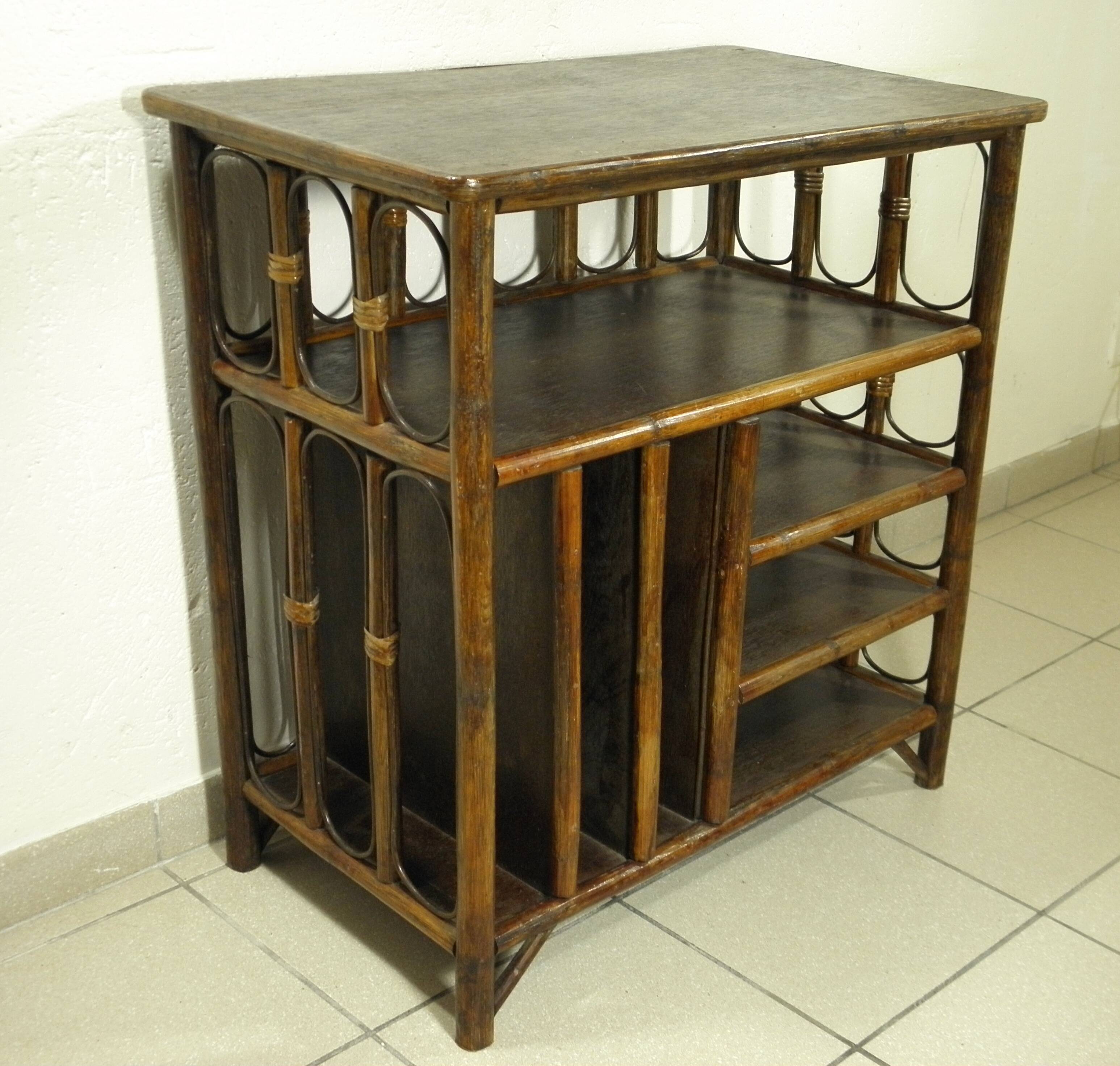 70s rattan hi-fi cabinet