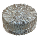 Round wall-mounted ceiling light, transparent moulded glass, vintage fixture.