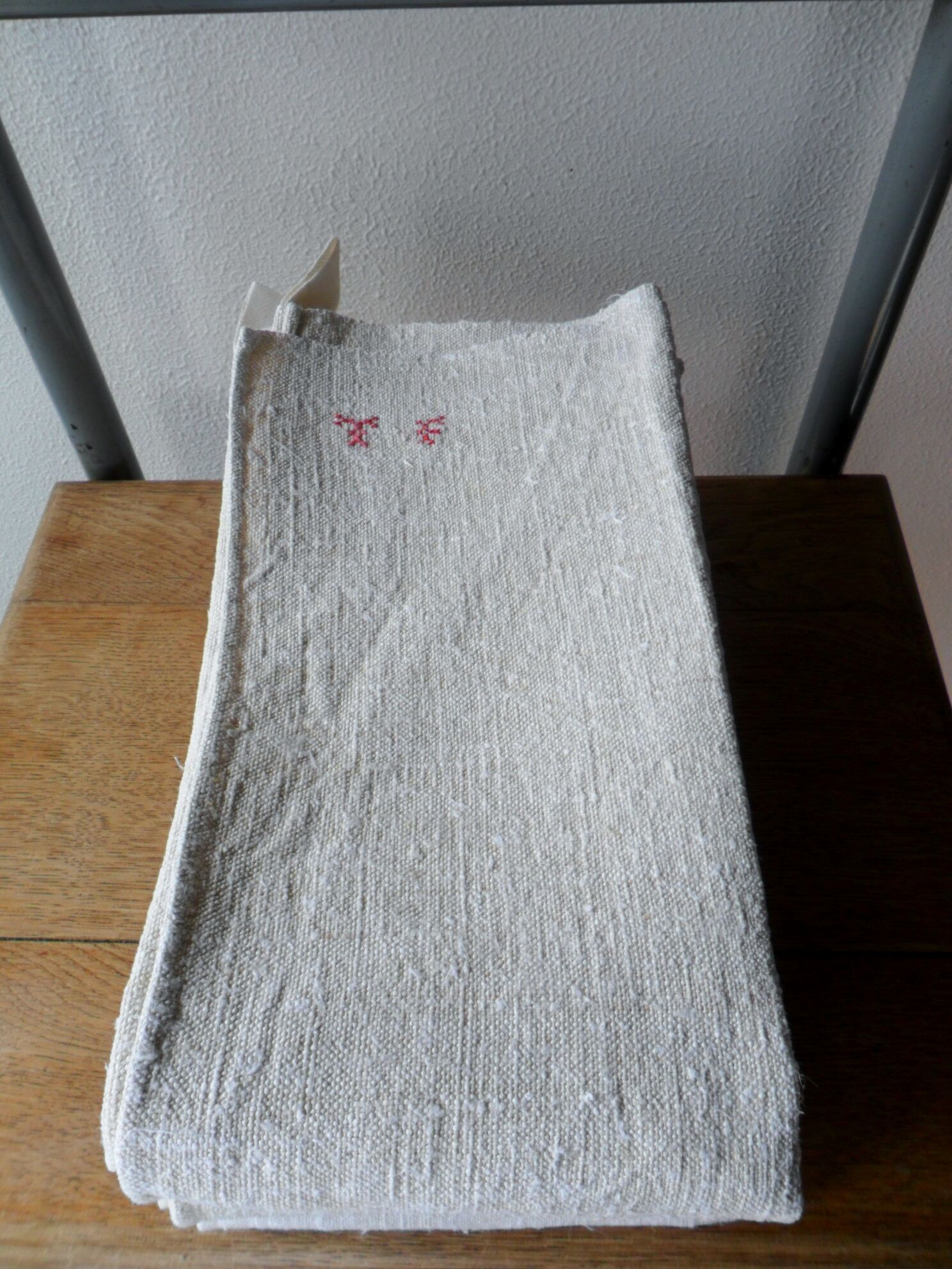 Set of 3 large antique tea towels or hemp towels monogram tf