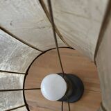 Vintage table lamp, front light, rice paper, pewter base, signed