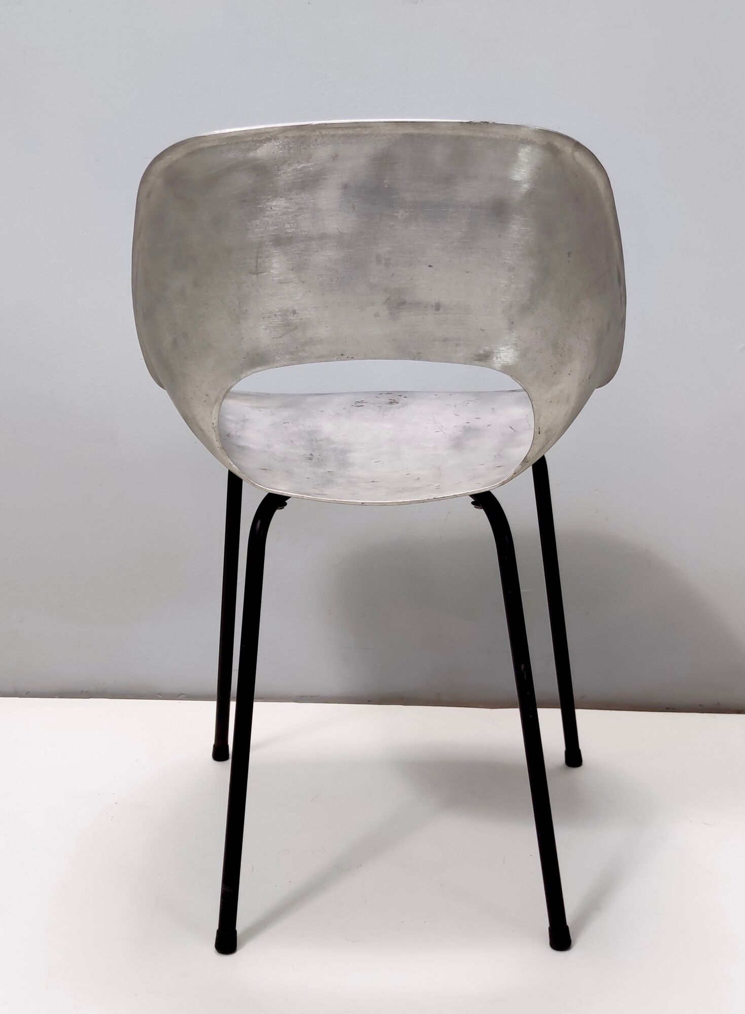 Set of Three Aluminum "Tulipe" Tonneu Chairs by Pierre Guariche, France