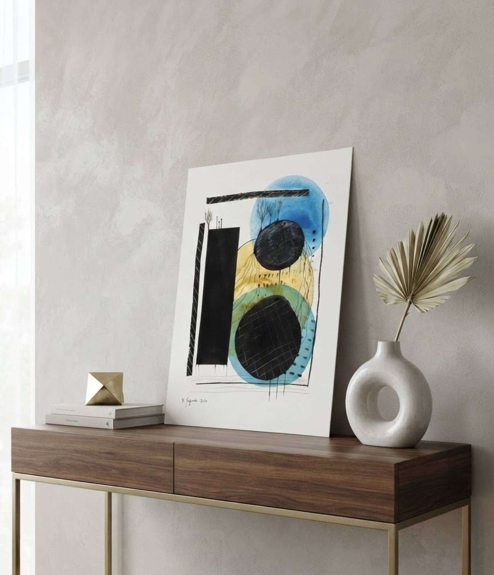 Dessin abstrait contemporain original