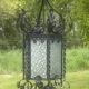 Vestibule lantern, hall, wrought iron entrance & cathedral glass, 80 cm pendant light