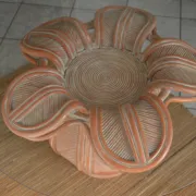 Table fleur en bambou et rotin attr. à Vivai Del Sud