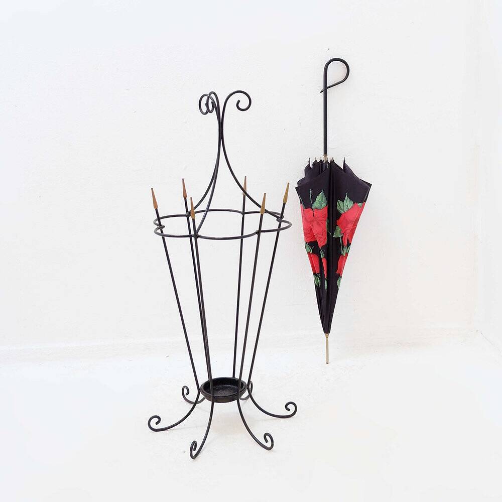 Mid-century wrought iron umbrella stand - 1960s