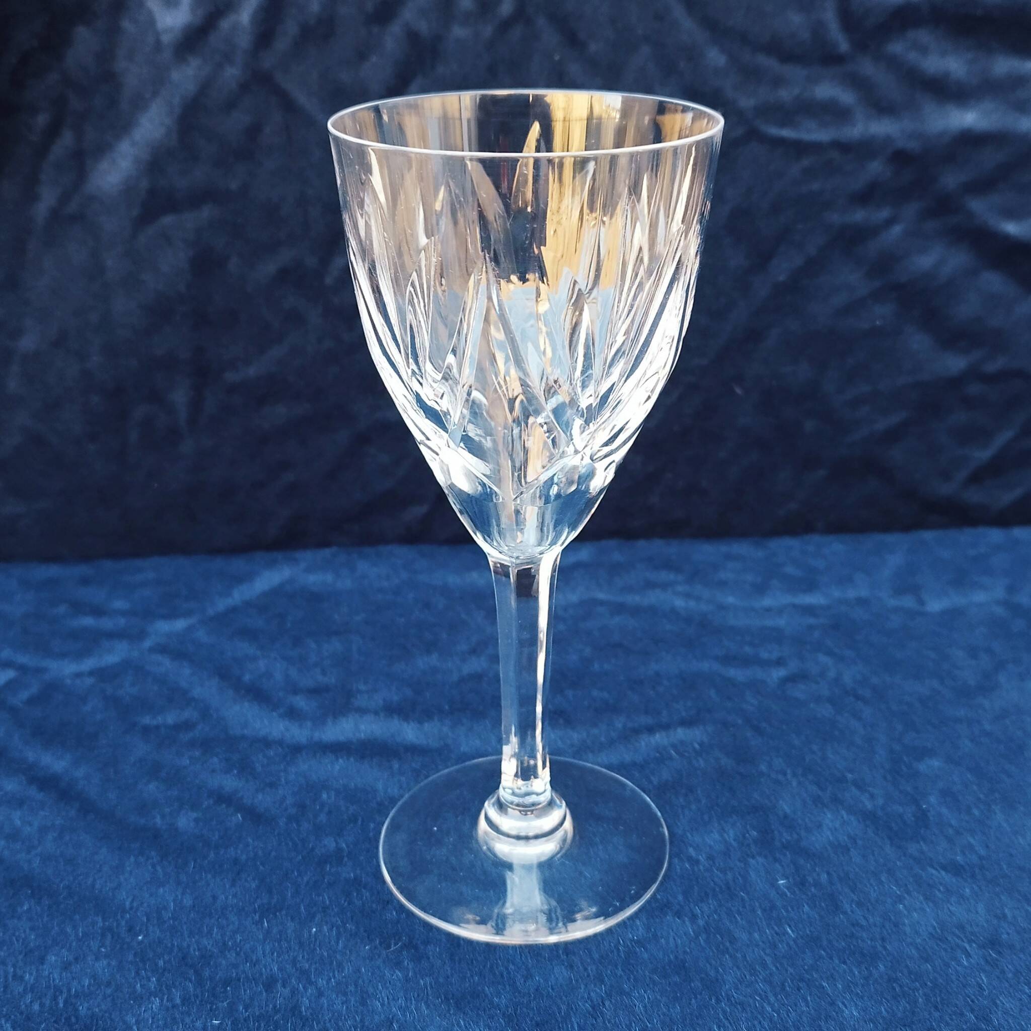 Six vintage Saint Louis Monaco cut crystal wine glasses