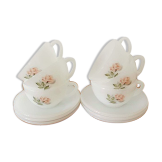 Arcopal pastel pink pattern coffee cups
