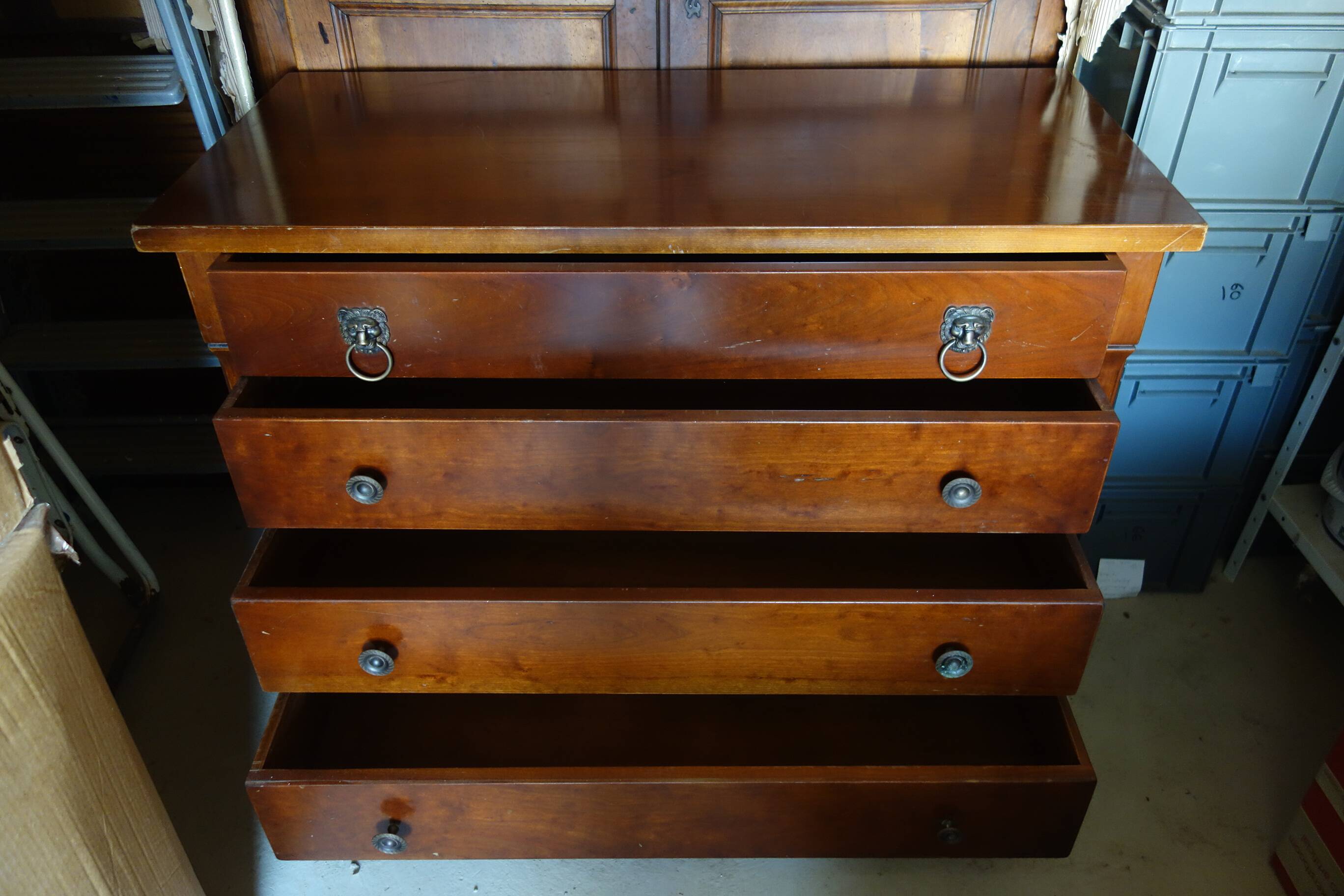 Vintage antique cherry wood Empire chest of drawers