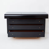 Commode laquée noire laiton signée Pierre Cardin 1980