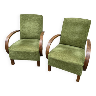 2 fauteuils de salon halabala Design Lounge ART DECO 1940 Jindřich Halabala