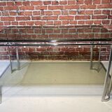 Glass and metal table