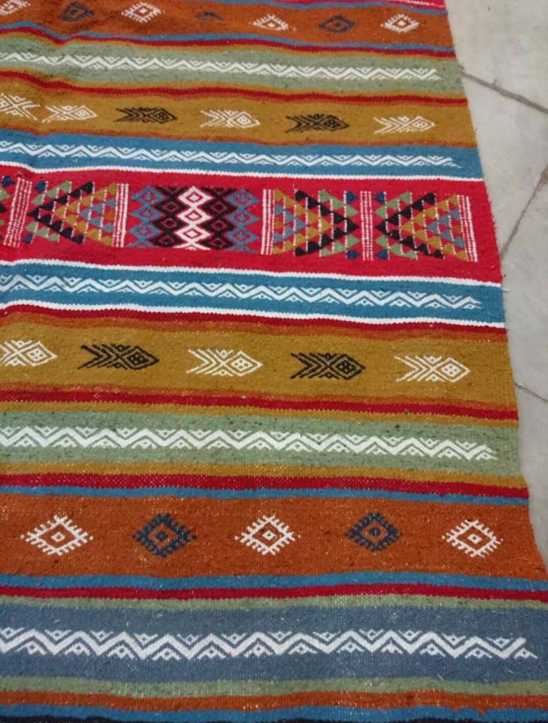 Multicolored Berber kilim rugs in pure wool