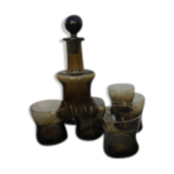 Carafe and five vintage glasses