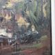 Painting, oil on canvas signed, forest landscape with horsemen