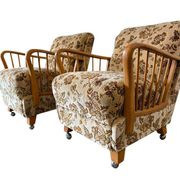 Ensemble de 2 fauteuils/sièges club vintage en bois