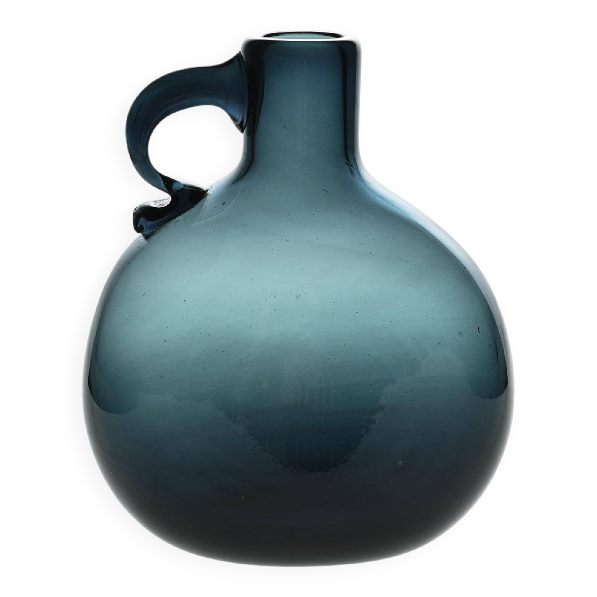 Deep blue blown glass jug by Claude Morin, Dieulefit circa 1970