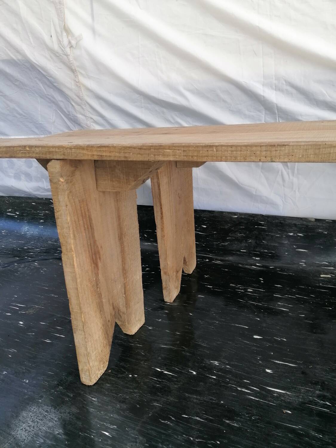 Pair of wooden farm benches