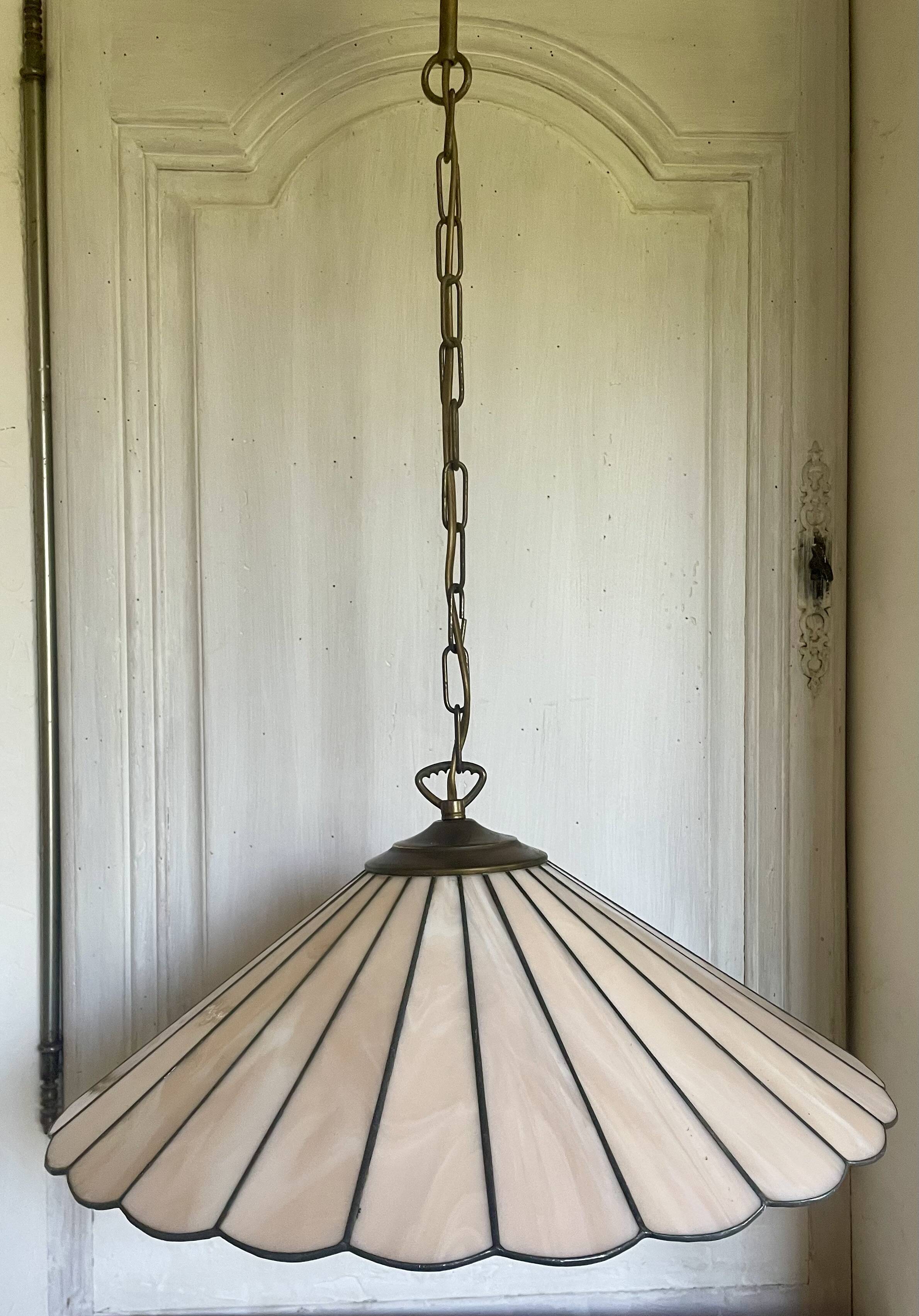 Suspension style Tiffany vintage, opal glass lampshade Ø45cm