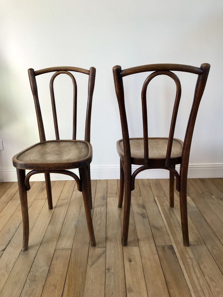 Set of 4 bistro chairs in curved wood of beech Luterma 30s
