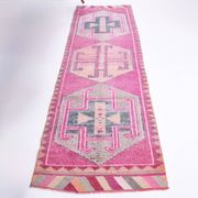 Tapis de couloir oriental Oushak rose saumon, 96 x 318 cm