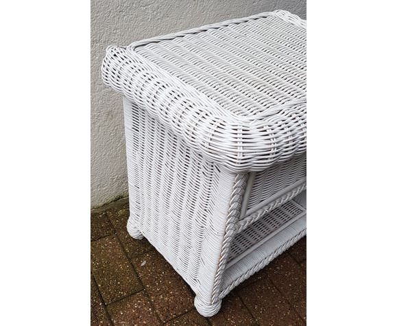 White rattan bedside