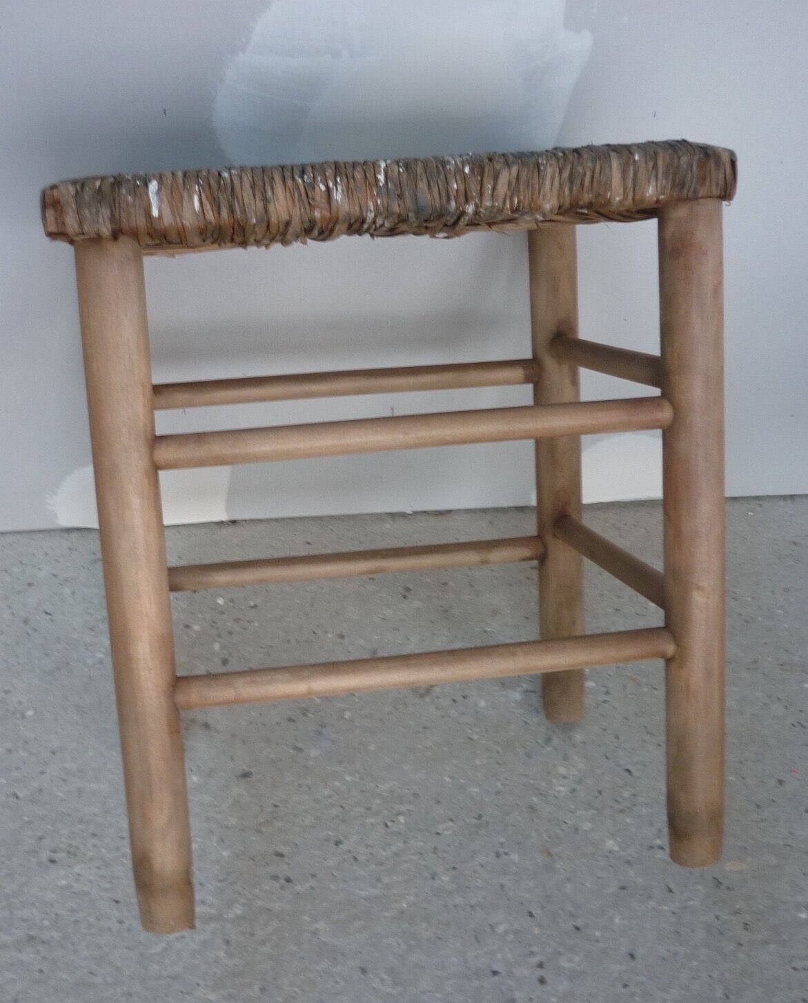 Wooden and straw workshop stool
