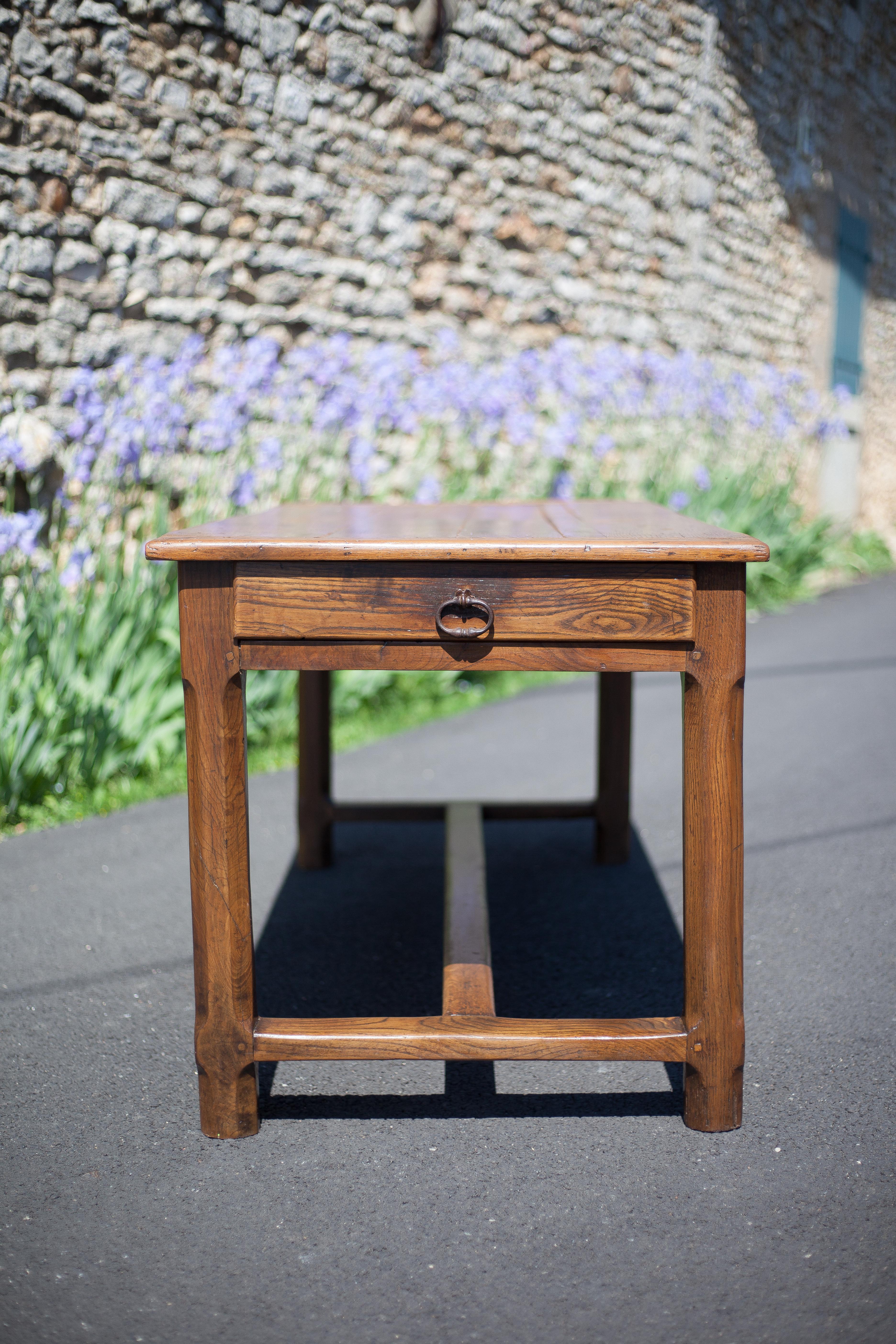 Wood farmhouse table, antique wood table, dining table, table with drawer, kitchen, countryside
