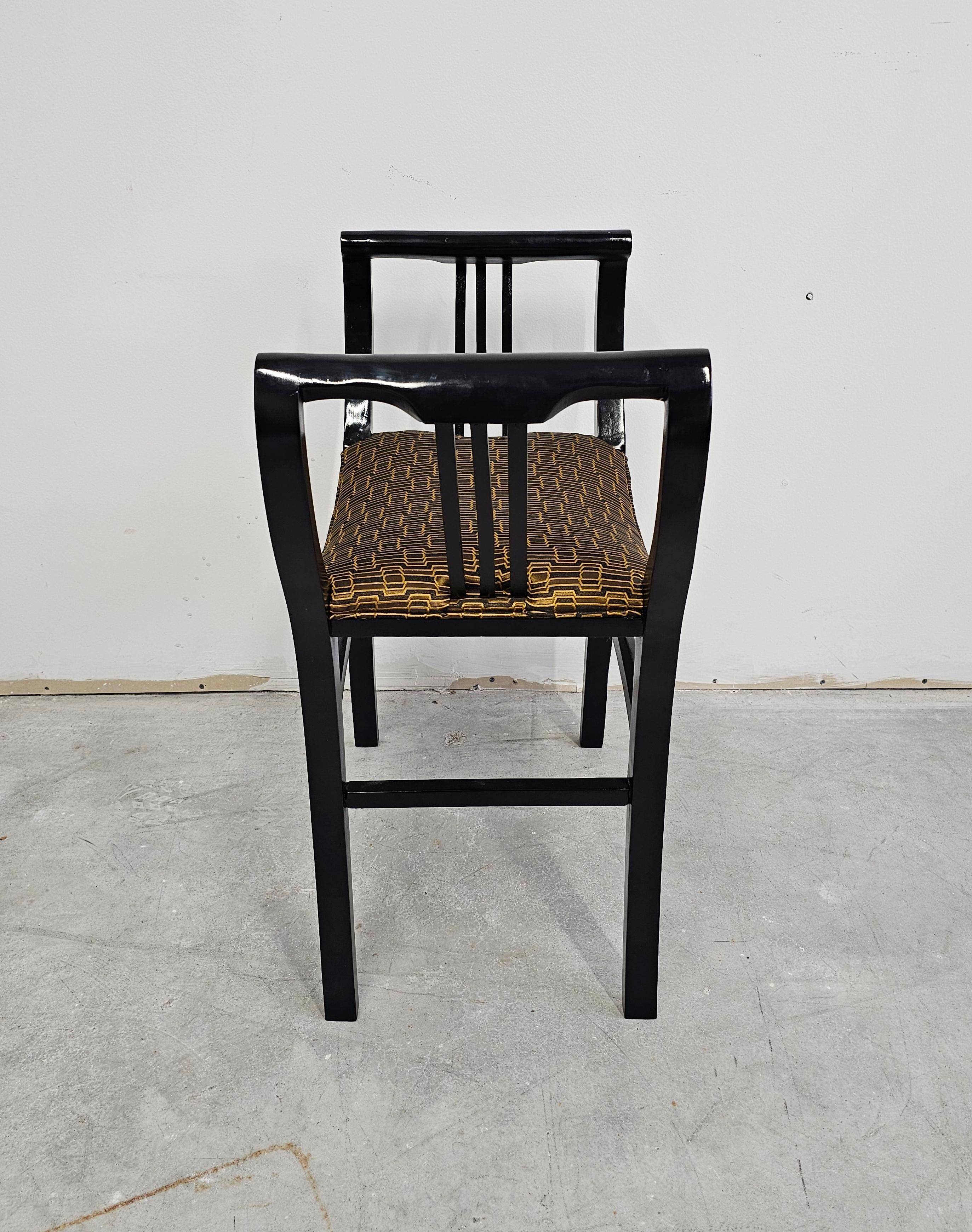 Pair of Gondola stools from the Secession movement in black lacquer, 1910s.