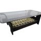 Vintage glass coffee table with dark wood frame