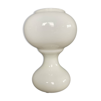 Lampe champignon Space Age en verre opalin blanc