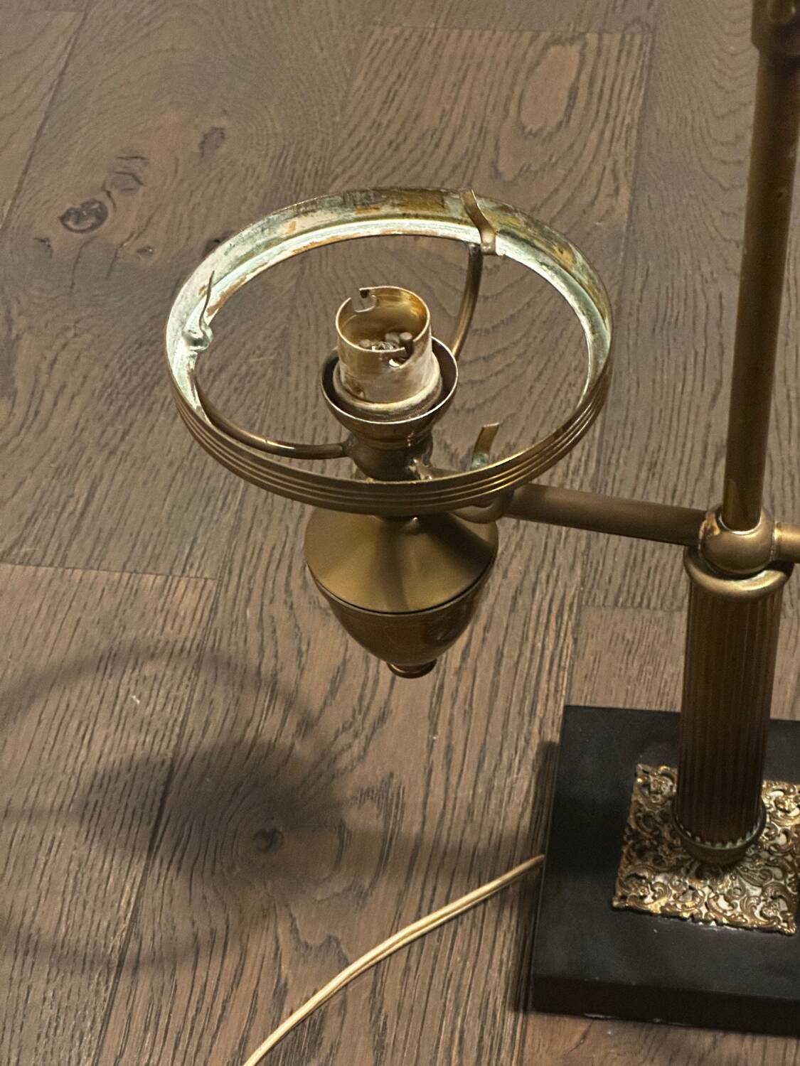 Double lamp fixture in brass, neo-classical style from the 1950s.