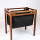Newspaper/magazine holder - rosewood and black canvas - Danish design - 1960s
