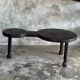Large coffee table, minimalist tripod side table in solid teak with double.