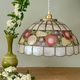 Vintage mother-of-pearl and brass pendant lampshade with fruit decorations