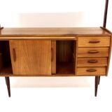 Scandinavian teak bookcase chest of drawers, Sweden, 1960