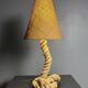 Midcentury French brutalist rope table lamp in the style of Audoux & Minet